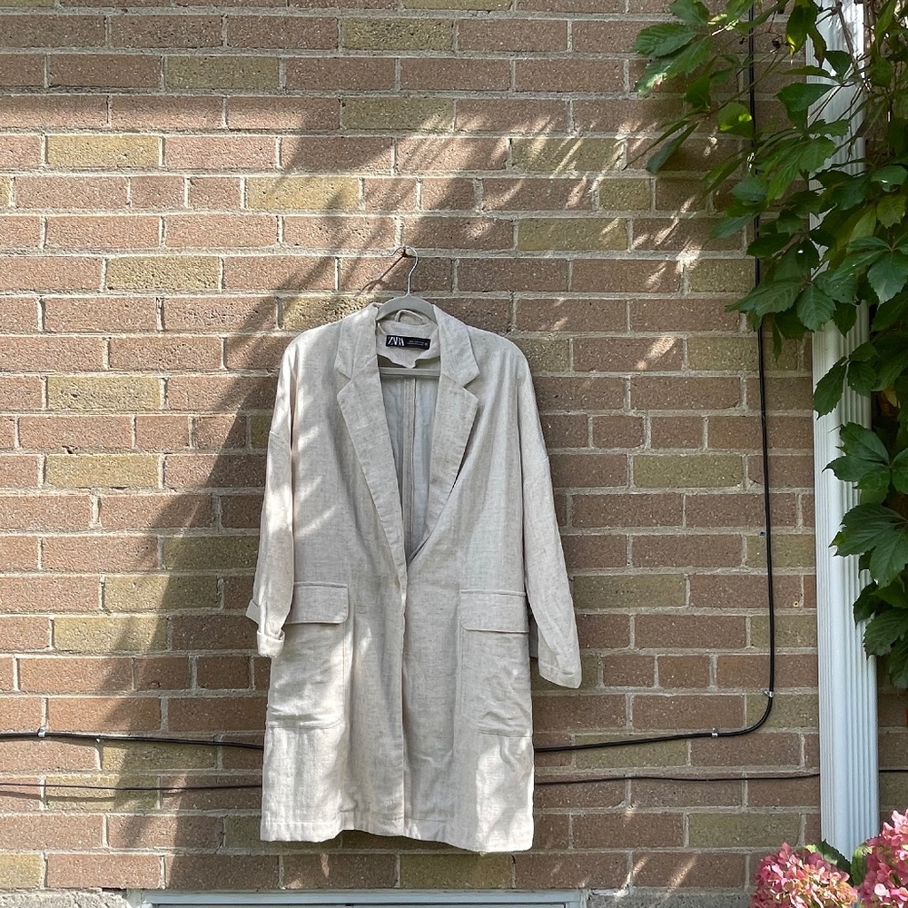 Zara Oversize Linen Coat Jacket
